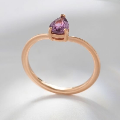 Rose Gold berlapis 925 sterling perak cut cincin ungu safir melengkung
