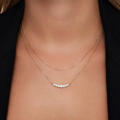 Minimalis 925 Sterling Silver Tennis Pendant Kalung untuk Wanita Lapisan Kalung yang dapat ditumpuk