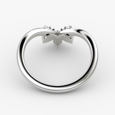Baru Datang Desain Elegant 925 Sterling Perak 18K Emas Petal Crown Band Cincin