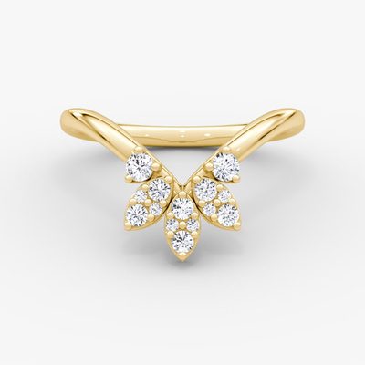 Baru Datang Desain Elegant 925 Sterling Perak 18K Emas Petal Crown Band Cincin