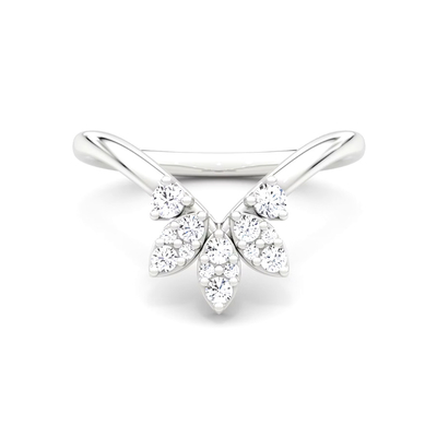 Baru Datang Desain Elegant 925 Sterling Perak 18K Emas Petal Crown Band Cincin