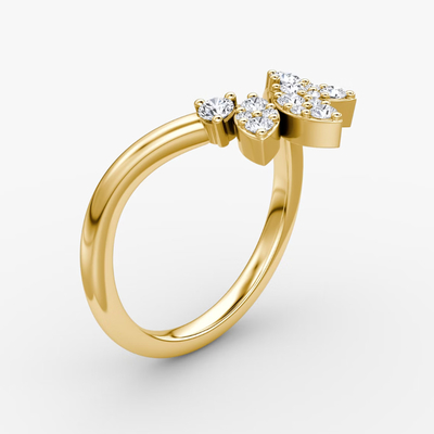 Baru Datang Desain Elegant 925 Sterling Perak 18K Emas Petal Crown Band Cincin