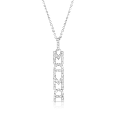 Elegant 925 Sterling Perak 14K Emas MAMA Terapung Long Pendant Kalung