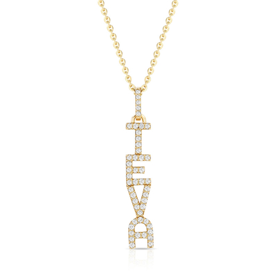 Elegant 925 Sterling Perak 14K Emas MAMA Terapung Long Pendant Kalung