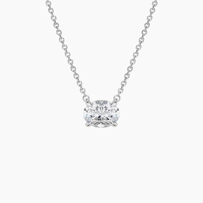 Oval Cut 5A Putih Kubik Zirconia Berkilau Batu Permata Pendant Kalung untuk Wanita Perhiasan Klasik