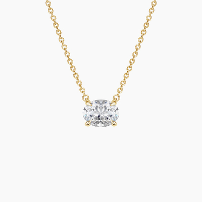 Oval Cut 5A Putih Kubik Zirconia Berkilau Batu Permata Pendant Kalung untuk Wanita Perhiasan Klasik