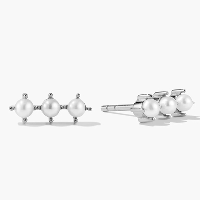 18K Gold Plating Pearl Stud Earrings Sterling Silver dengan Logo Disesuaikan
