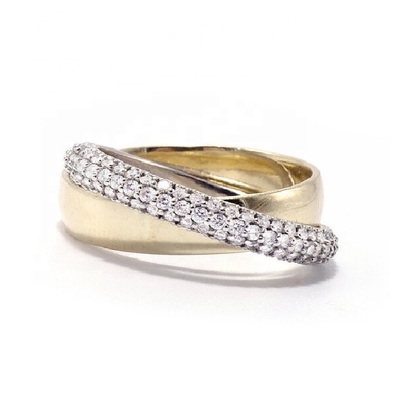 Fashion Unisex Rolling Rings Dome Diamond Band Wide Gold Plated Sterling Silver Rings