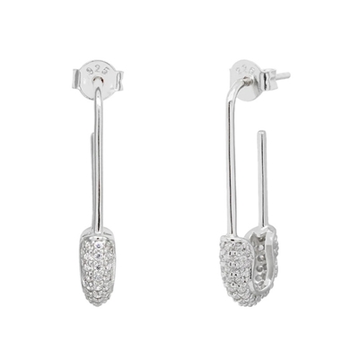 Wanita Hoop Earrings di 925 Perak dengan Clear CZ Berlian Brasil Emas Kuning Perhiasan