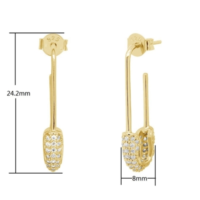 Wanita Hoop Earrings di 925 Perak dengan Clear CZ Berlian Brasil Emas Kuning Perhiasan