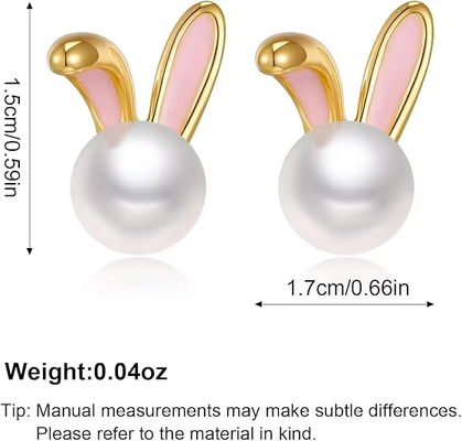 Kelinci Paskah Mutiara Earrings halus Zircon Studs Kelinci wortel Cute Perhiasan Hadiah