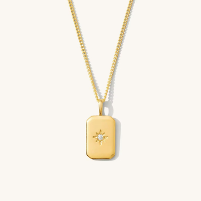 Bintang kecil persegi panjang 925 Sterling Silver Gold Plated Necklace Untuk Anak-anak