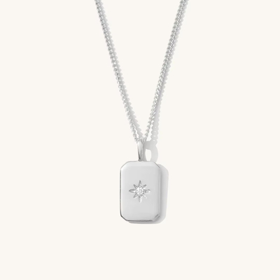Bintang kecil persegi panjang 925 Sterling Silver Gold Plated Necklace Untuk Anak-anak