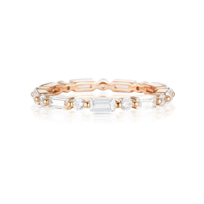 18K emas sederhana modern persegi panjang potong putih CZ 925 Sterling Perak Perempuan Eternal Ring Party Hadiah