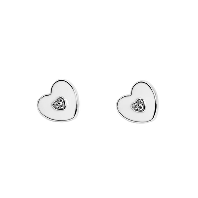 Pernikahan Pink Heart Stud Earrings untuk Set Perhiasan Kalung