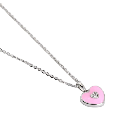 Pernikahan Pink Heart Stud Earrings untuk Set Perhiasan Kalung