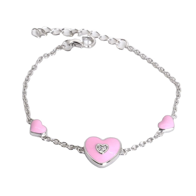 Pernikahan Pink Heart Stud Earrings untuk Set Perhiasan Kalung