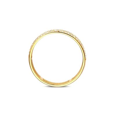 Cincin Setengah Abadi CZ Lapis Emas 18K Perak Sterling 925 untuk Wanita