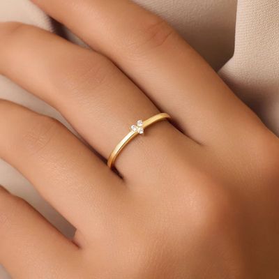 925 Sterling Silver Gold Plated CZ Lotus Ring untuk Wanita