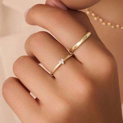 925 Sterling Silver Gold Plated CZ Lotus Ring untuk Wanita