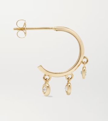 Anting-anting Hoop Kuningan Berlapis Emas 14K dengan Pengaturan Bezel Zirkon