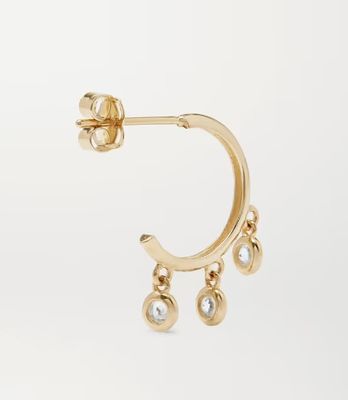 Anting-anting Hoop Kuningan Berlapis Emas 14K dengan Pengaturan Bezel Zirkon