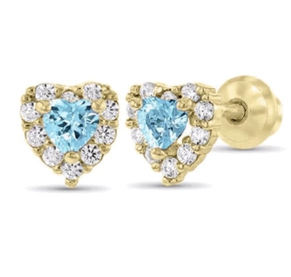 Anting-anting Bayi Stud Hati CZ Berlapis Emas 14K Perak Sterling 925