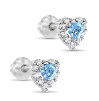 Anting-anting Bayi Stud Hati CZ Berlapis Emas 14K Perak Sterling 925