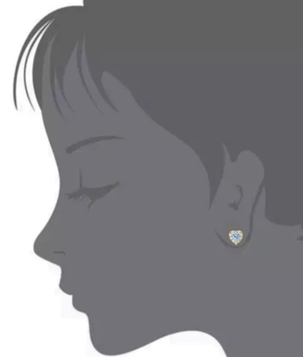 Anting-anting Bayi Stud Hati CZ Berlapis Emas 14K Perak Sterling 925