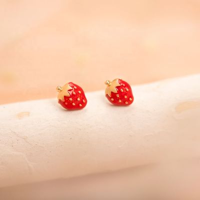925 Sterling Silver Strawberry Stud Earrings untuk Anak-anak 92,5% kemurnian