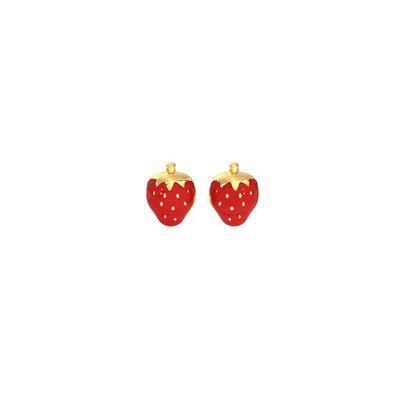 925 Sterling Silver Strawberry Stud Earrings untuk Anak-anak 92,5% kemurnian