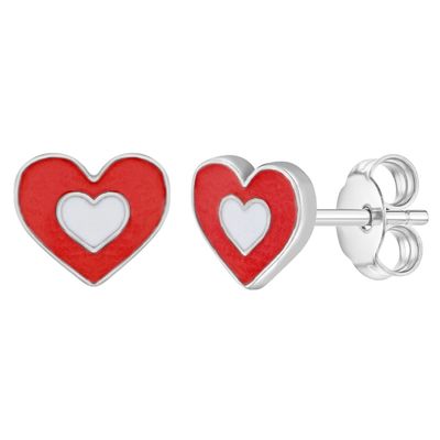 925 Sterling Silver Heart Stud Earrings untuk Anak-anak dan Wanita