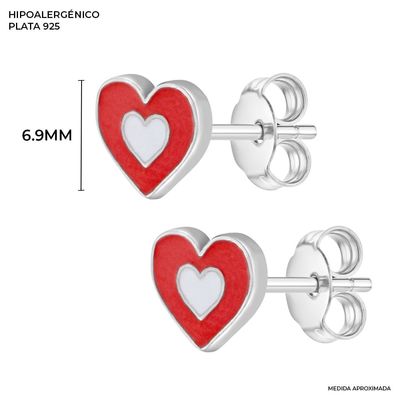925 Sterling Silver Heart Stud Earrings untuk Anak-anak dan Wanita
