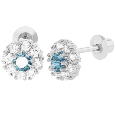 Anting-anting Stud Bunga Perak 925 dengan CZ untuk Anak-anak 30PRS MOQ