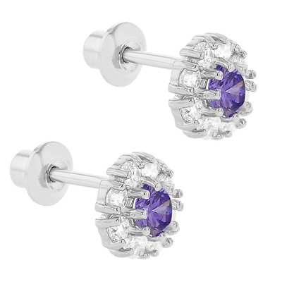 Anting-anting Stud Bunga Perak 925 dengan CZ untuk Anak-anak 30PRS MOQ