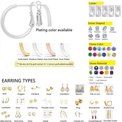 925 Sterling Silver Paperclip Hoop Earrings with Pave Zircon and Safety Pin Design for Women