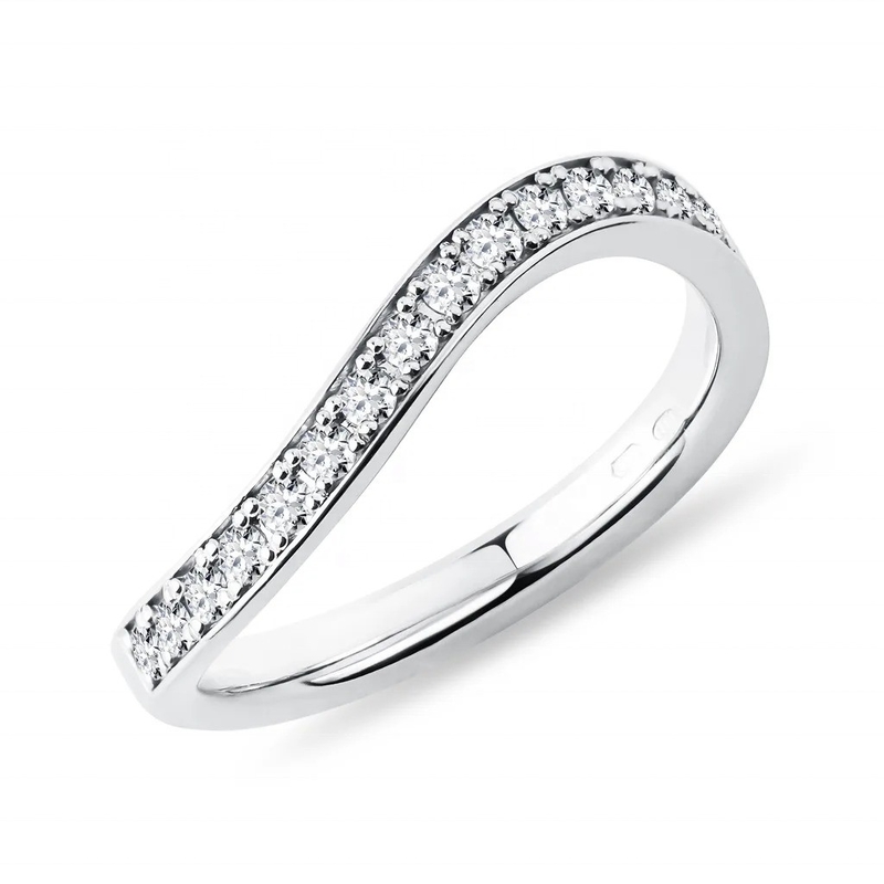 925 Sterling Perak Putih Emas Berlian CZ Wave Ring untuk Wanita Perhiasan halus OEM/ODM