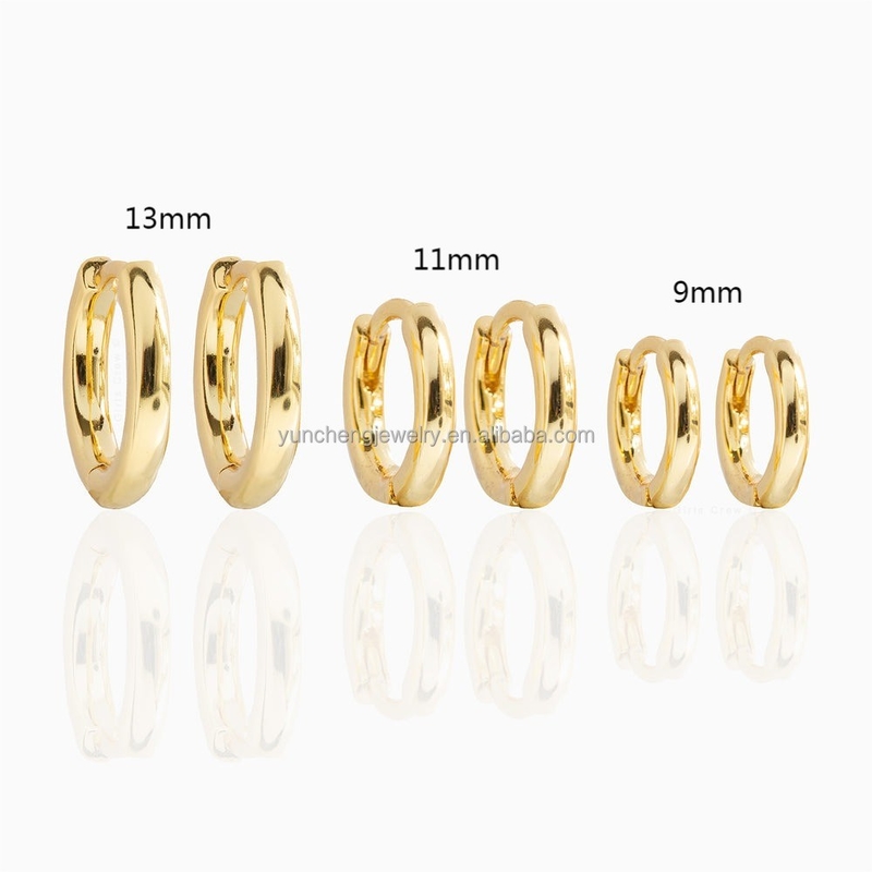 Perhiasan Perak Minimalis 18K Emas 9MM 11MM 13MM Hoop Set untuk FedEx DHL UPS TNT EMS Pengiriman