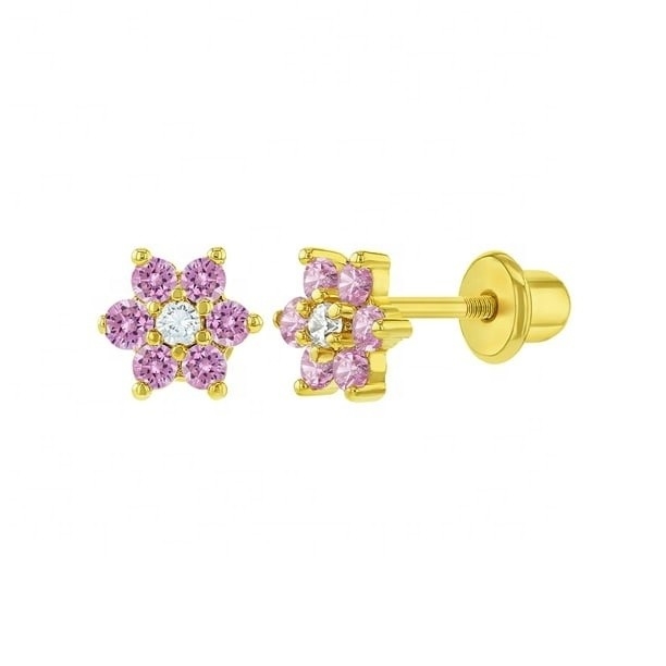 5MM 18k emas dilapisi bunga anting bayi Hadiah sempurna untuk anak-anak di 925 Sterling Perak