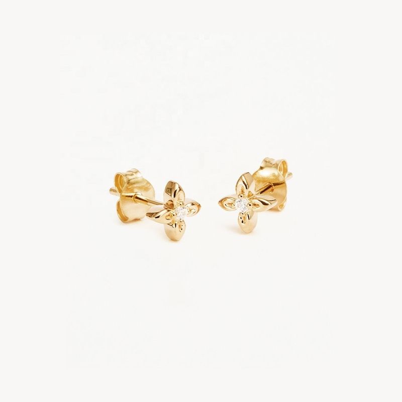 Anting-anting Stud Bunga Perak Sterling 925 Ukuran Kecil untuk Pemakaian Sehari-hari