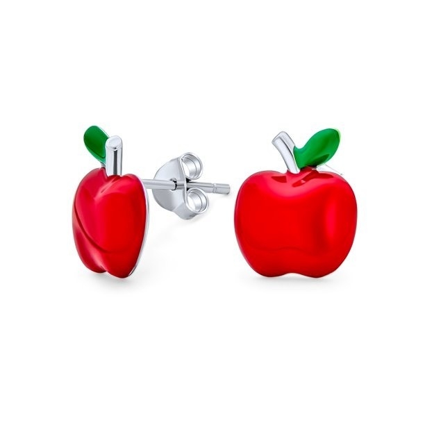 Earrings Apple Enamel Merah dan Hijau Yang Enak Untuk Gadis Kecil Di Perak 925 Sterling