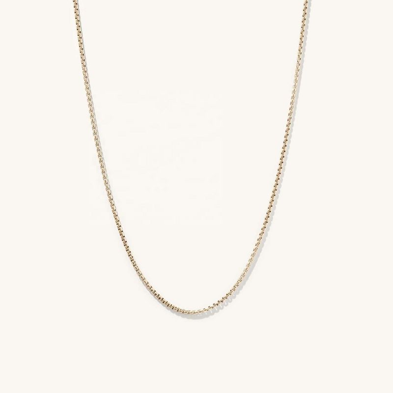 Handmade 18K Gold Plated kotak bulat kalung rantai dengan pengiriman cepat dan logo yang dapat disesuaikan