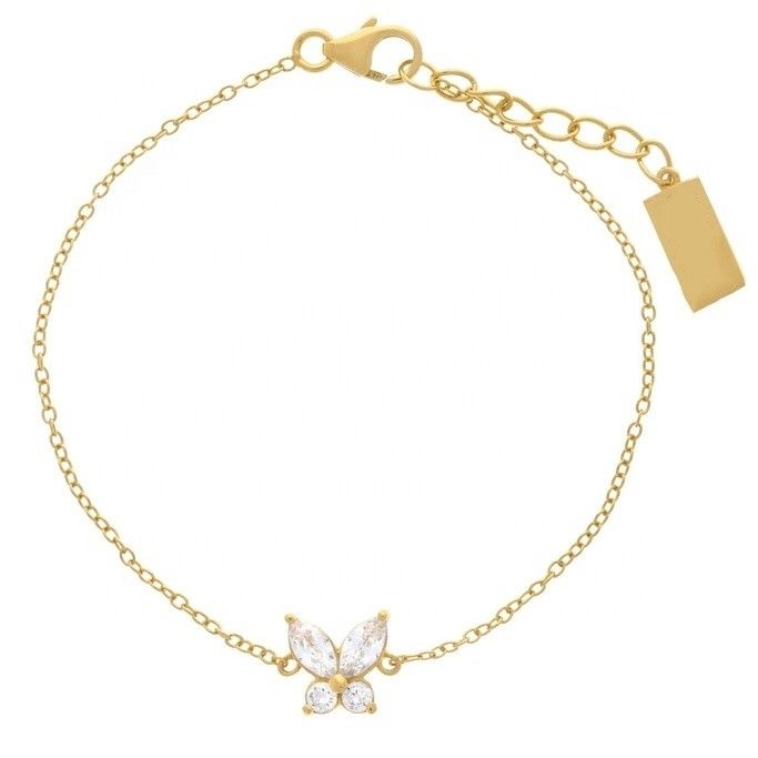 14K Plated Gold Butterfly Charm Bracelet dalam 925 Sterling Silver dengan 50 pcs MOQ