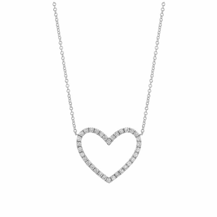 925 Sterling Silver Pave Diamond Cinta Kalung untuk Pacar Perempuan Penilaian Pihak Ketiga