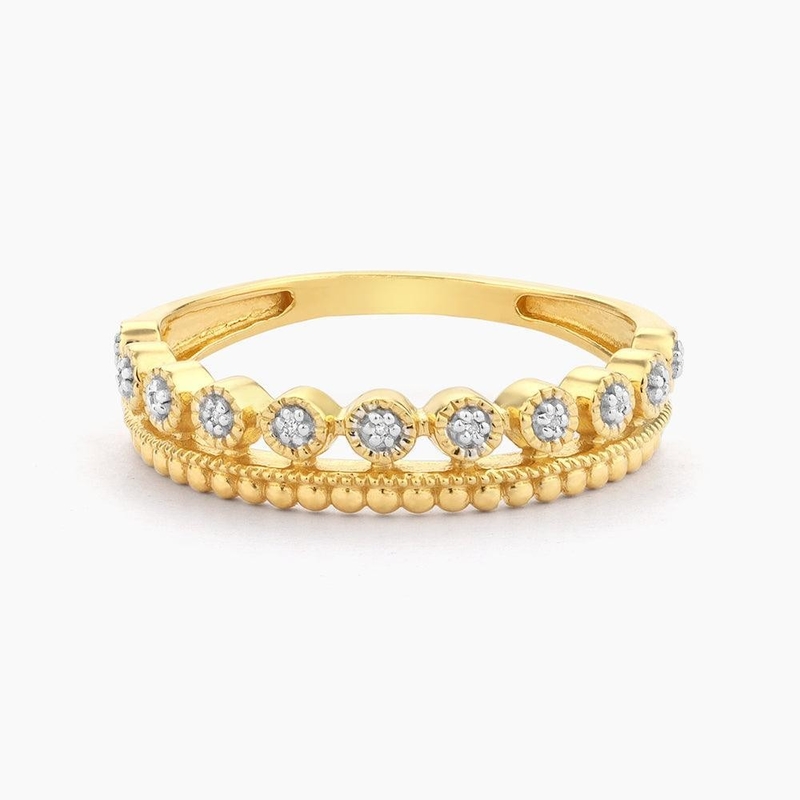 925 Sterling Silver Style Klasik Grosir cincin wanita yang dapat ditumpuk dengan manik-manik berlapis emas