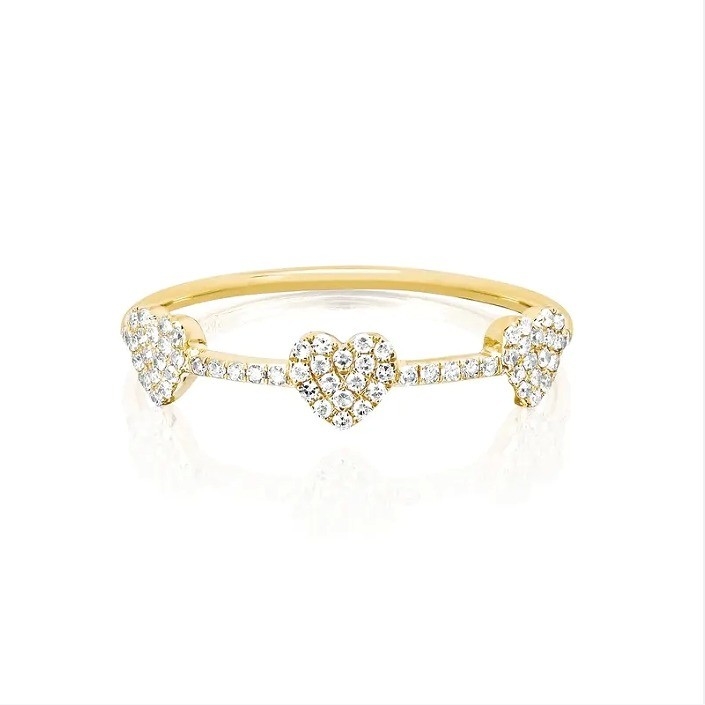 18K Gold Plated 925 Sterling Silver Tiga Micro Pave Heart Ring untuk wanita dan elegan