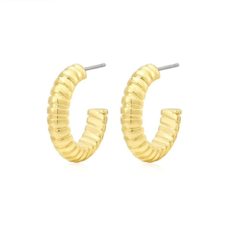 Earring rantai ular tekstur Hoop dalam perak 925 Sterling untuk kotak aksesoris gadis