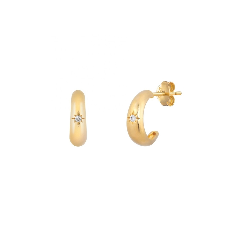 Jenis sertifikat Penilaian pihak ketiga 925 Sterling Silver North Star Half Hoop Earrings
