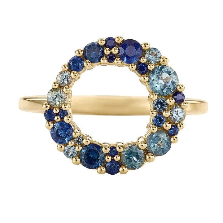 18K Gold Bubble Multi Color Sapphire Cubic Zircon 925 Sterling Perak Wanita Cincin