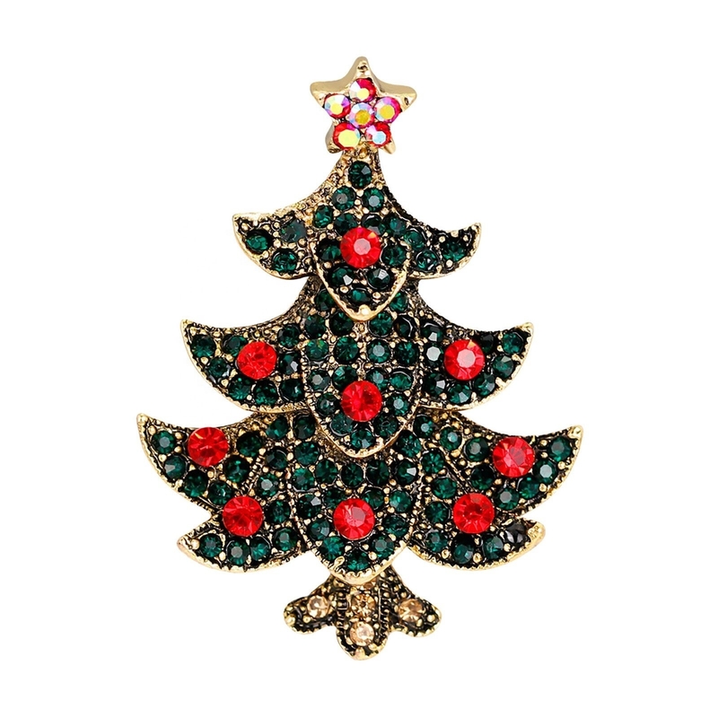 Kuningan Christmas Tree Brooch Pin OEM Vintage Art Christmas Tree Pin